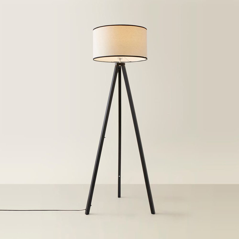 Hannibal 151cm Tripod Floor Lamp, Black, Yes, Natural/Black