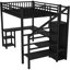 Lit mezzanine double avec structure en métal et caractéristiques pratiques - garde-robe noire, bureau et port à DEL pour une niche de chambre attrayante