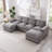 Upholstered Couch, Sectional Sofa with Deep Seating and Movable Ottomans