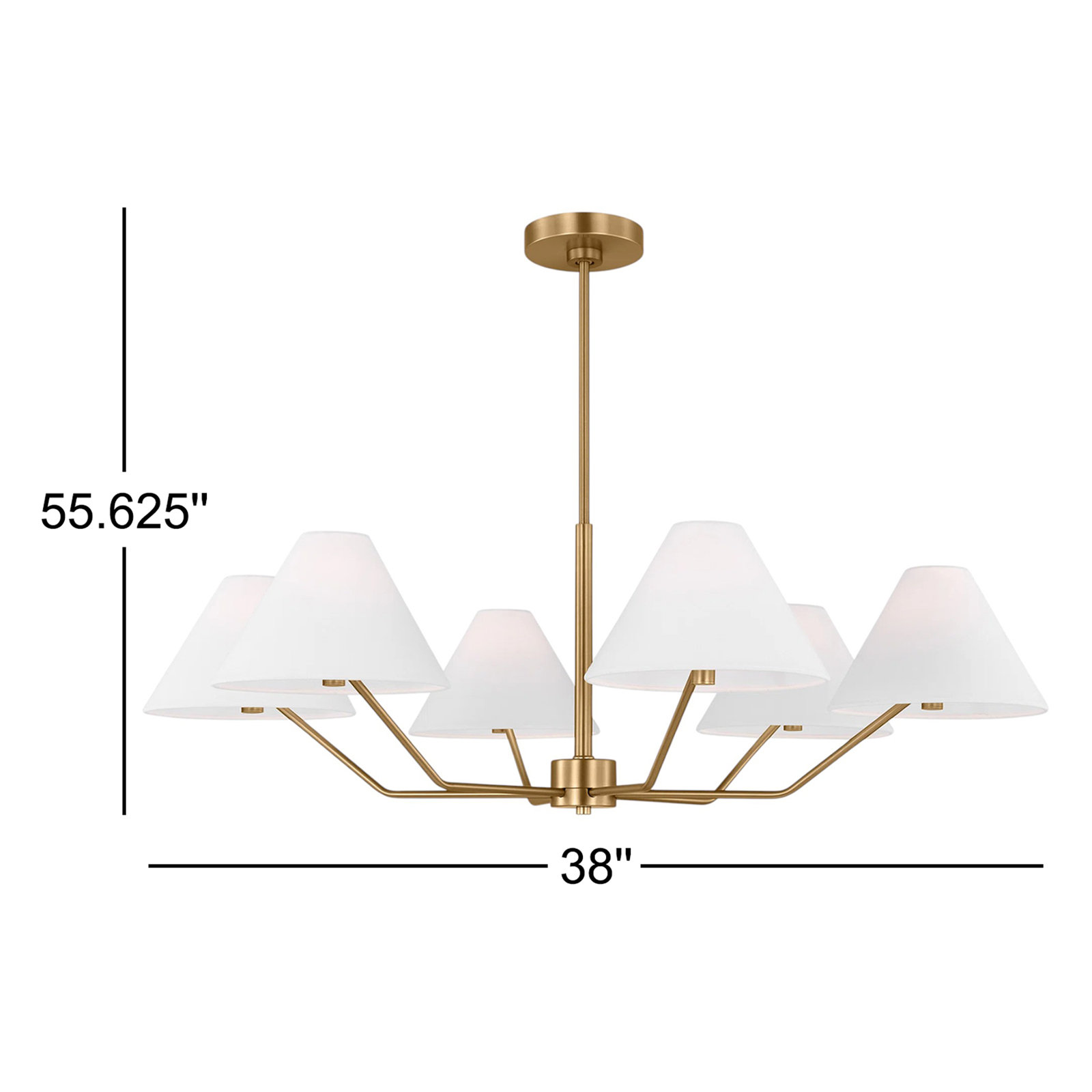 6-Light Chandelier, Satin Brass