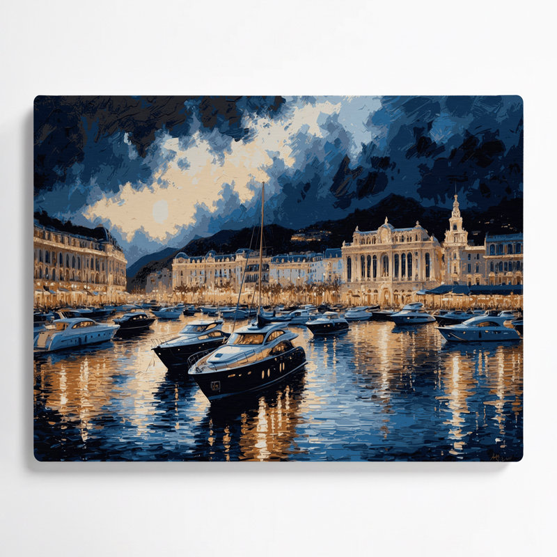 Art mural gris en cités villes Monaco, H 11 po x l 14 po