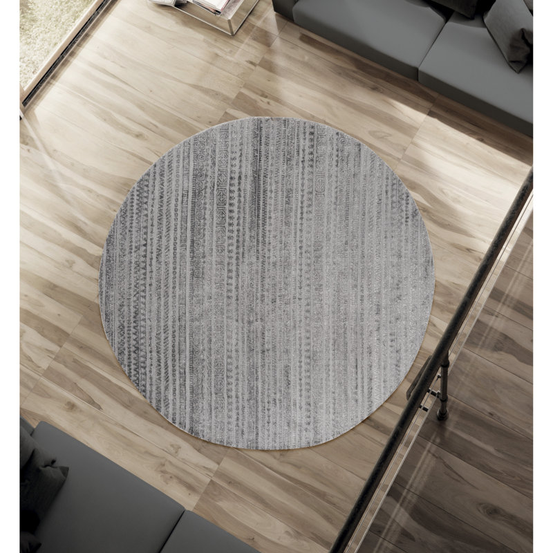 Tapis gris Emmeline, Rond 7 pi 10 po