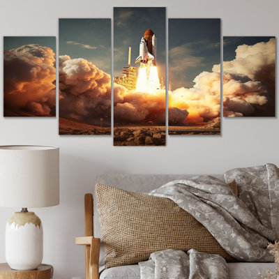 Navette spatiale - épopée II - reproduction sur toile - 5 panneaux