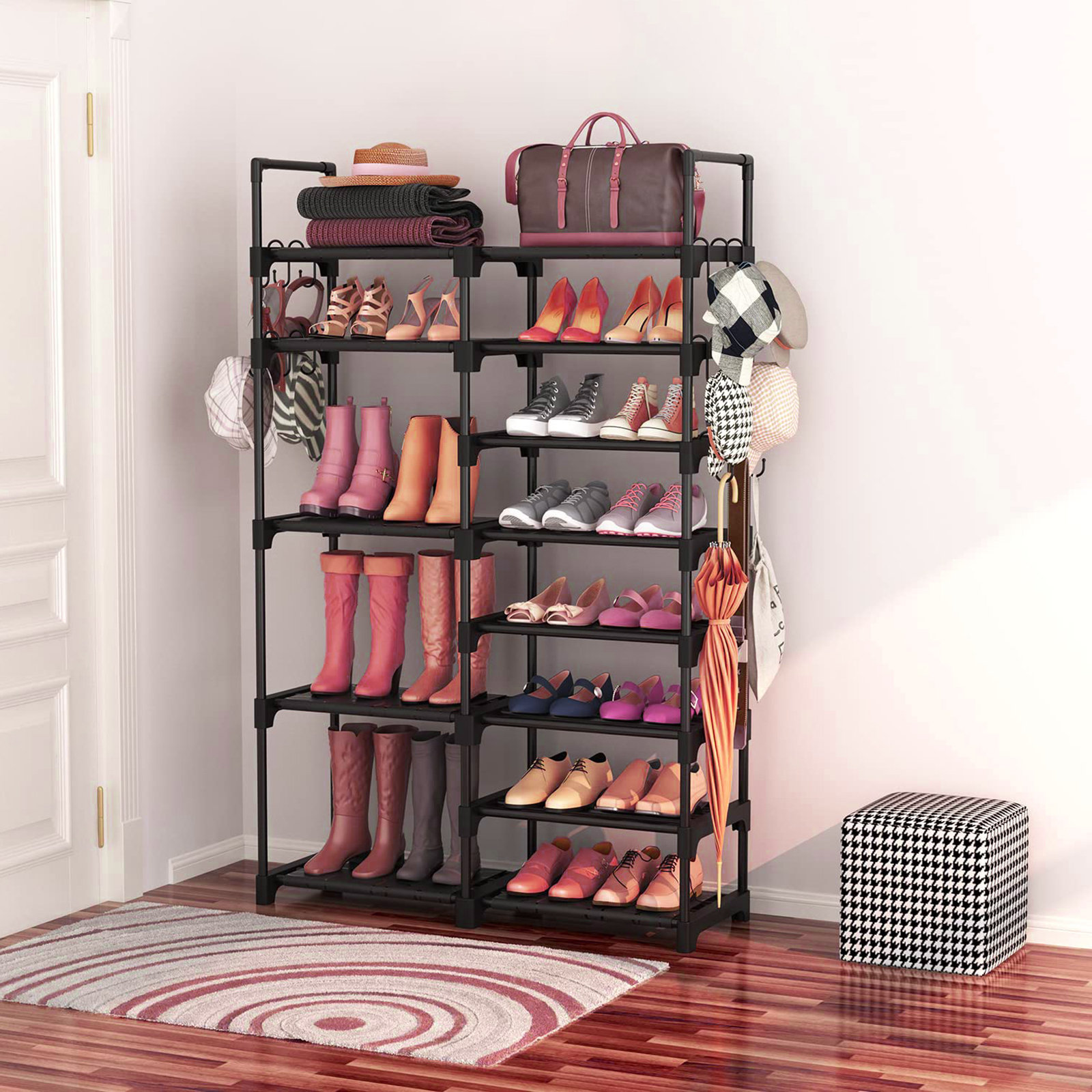 Lot De 16 Boîte Rangement Chaussures WOLTU, Pour 32 Paires, Rangement Chaussures Empilable, Avec