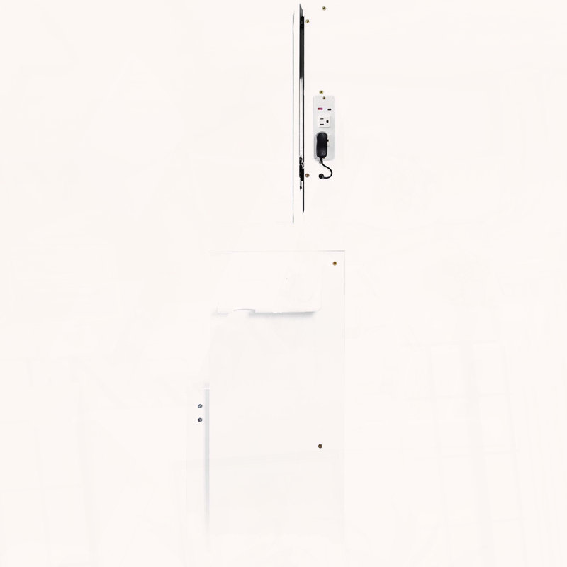 Petit meuble-lavabo avec armoire de chevet et centrale électrique intégrée, Blanc