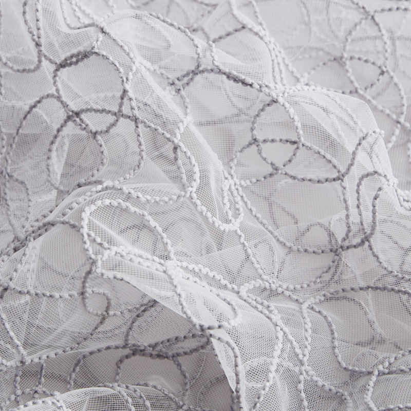 Ketaki Abstract Tailored Cafe Curtain, Silver Gray, 30" W x 45" L