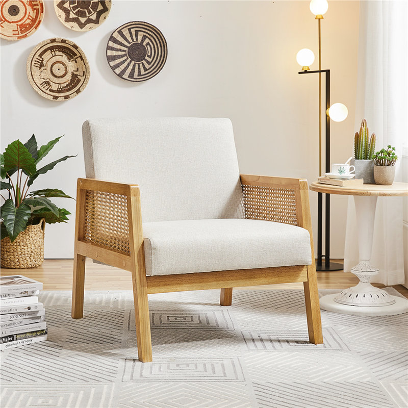  67.5Cm Wide Linen Lounge Chair, Beige