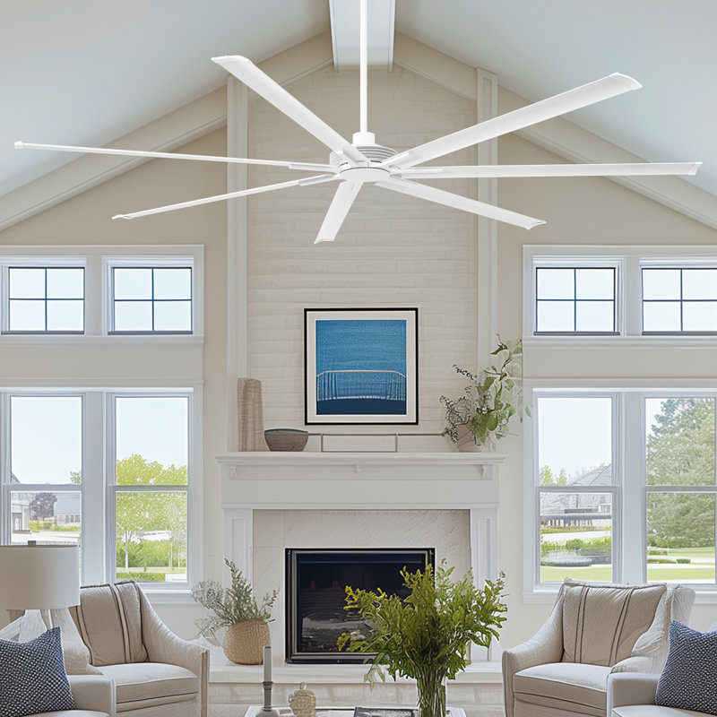 Ventilateur de plafond commercial extra large en aluminium de 100 po avec télécommande et ventilateur de plafond à 6 vitesses à courant continu sans lumière pour entrepôt / garage / atelier / salle de sport