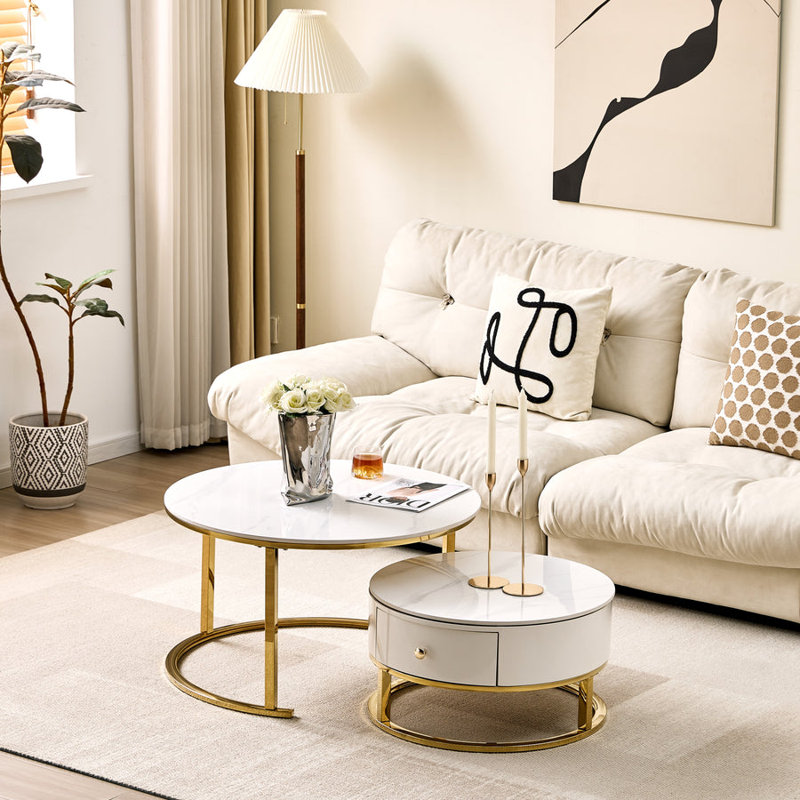Lift Top Coffee Table with Storage, Gold, 45cm H x 80cm L x 80cm W