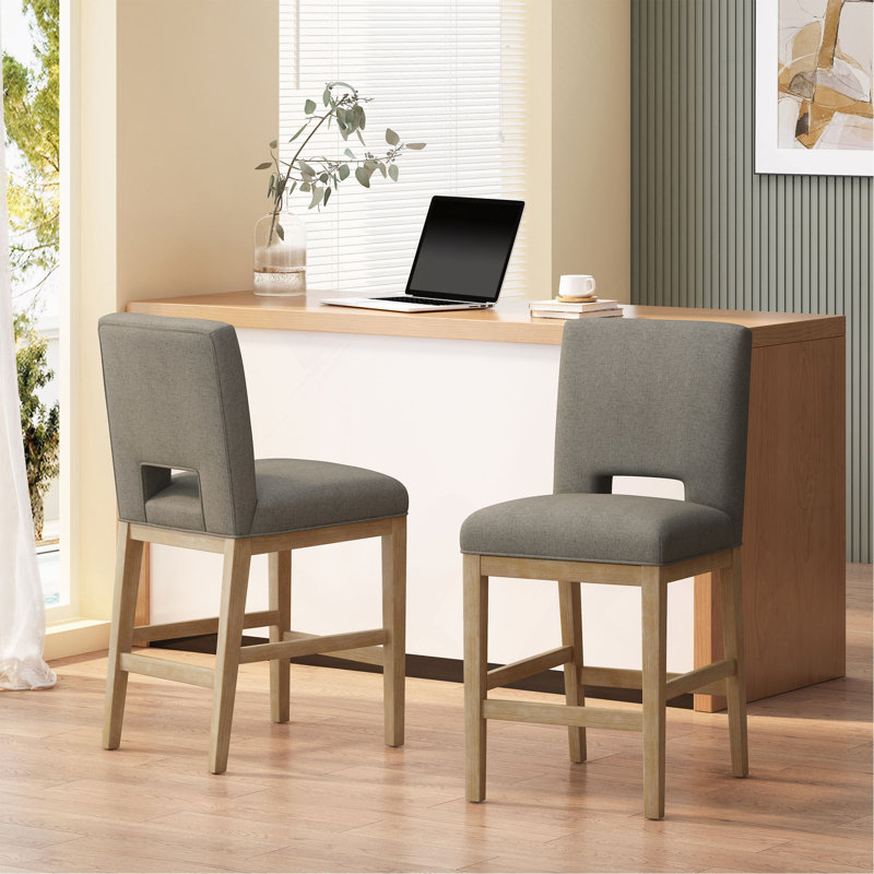 Tabouret de comptoir, ensemble de 2, tissu, Gris, Tabouret de comptoir (siège d'une hauteur de 27 p