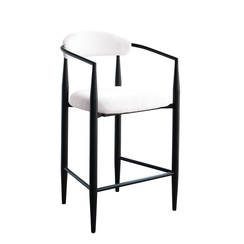 2 tabourets de bar High Island rembourrés - Chaises modernes à structure en métal pour la salle à manger / pub / cuisine