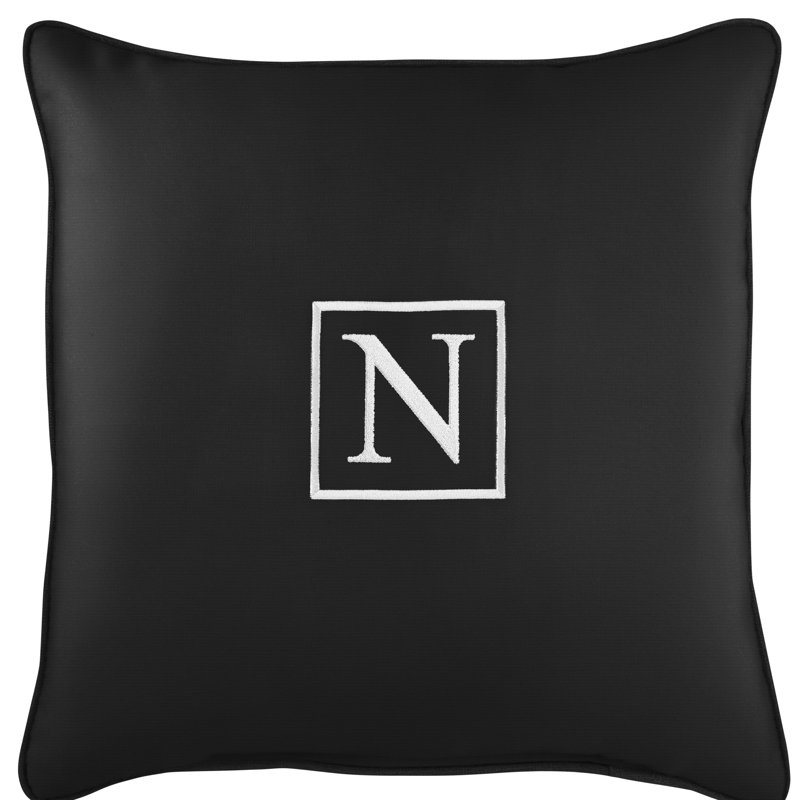Kettil Embroidered Sunbrella® Outdoor Throw Pillow, Black, N