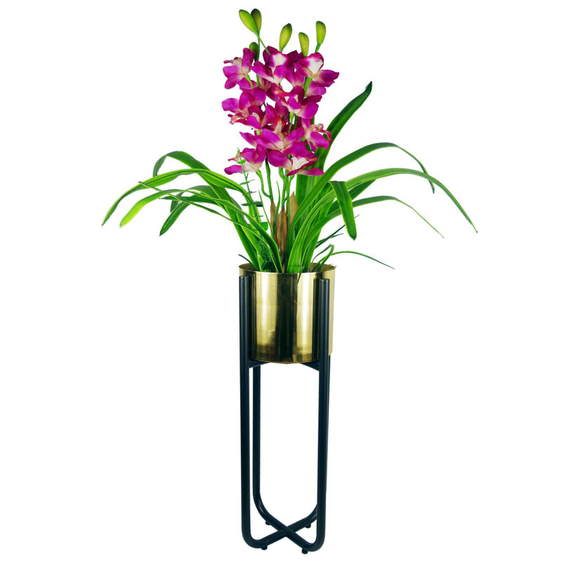 Metal Cachepot, Gold/Black