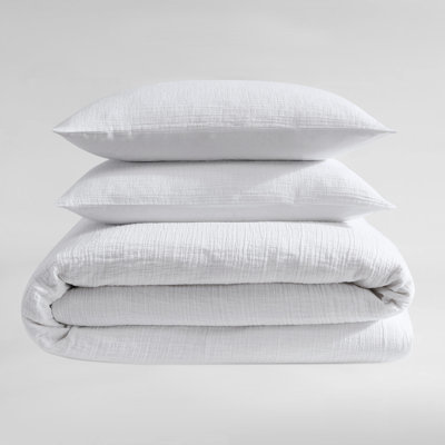 Calvin Klein Washed Texture Solid Cotton Duvet Cover Set