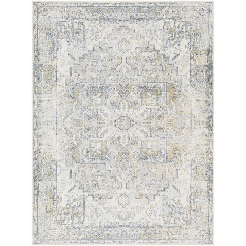 Tapis bleu / ivoire Weldon, Rectangle 2 pi 3 po x 3 pi 9 po