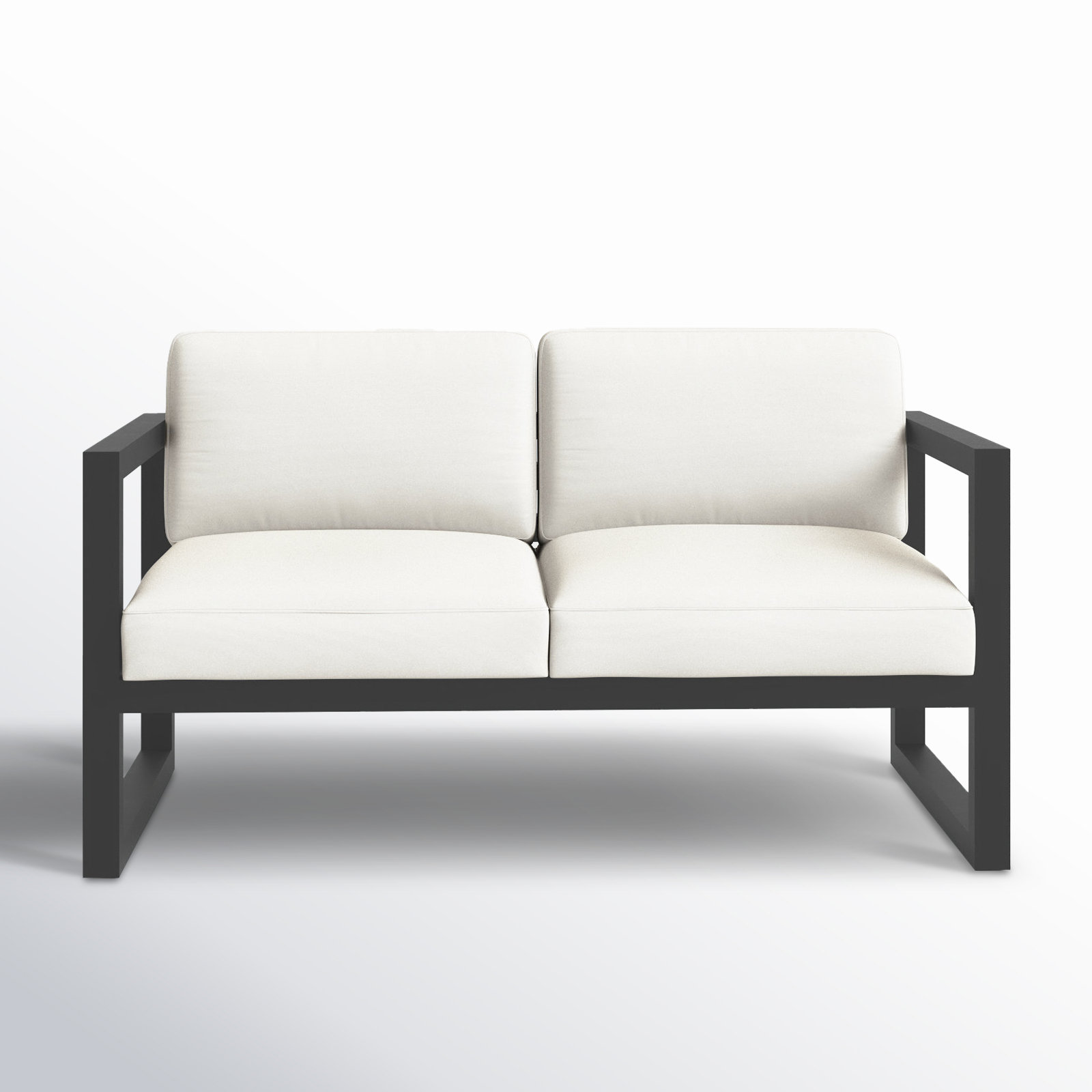 Smith 57" Outdoor Loveseat with Sunbrella® Cushions, Canvas Natural, Slate