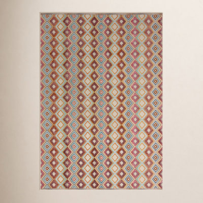 Deva Brown Blue Red Geometric Rug