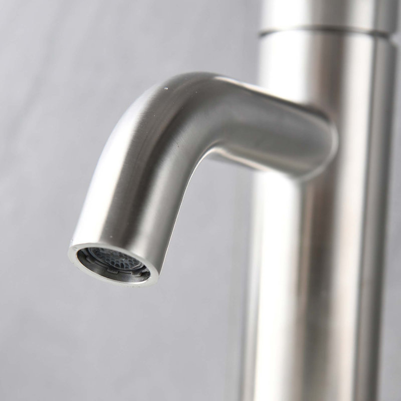6.57" ADA Compliant High Stainless Single Hole Steel Waterfall Bathroom Faucet, Brushed Nickel