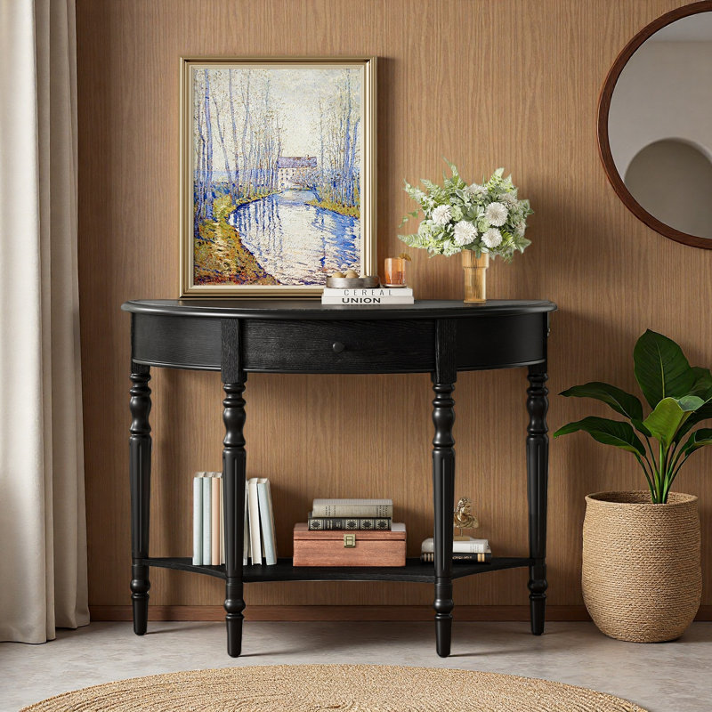 Console avec tiroir et tablette Farmhouse, Noir