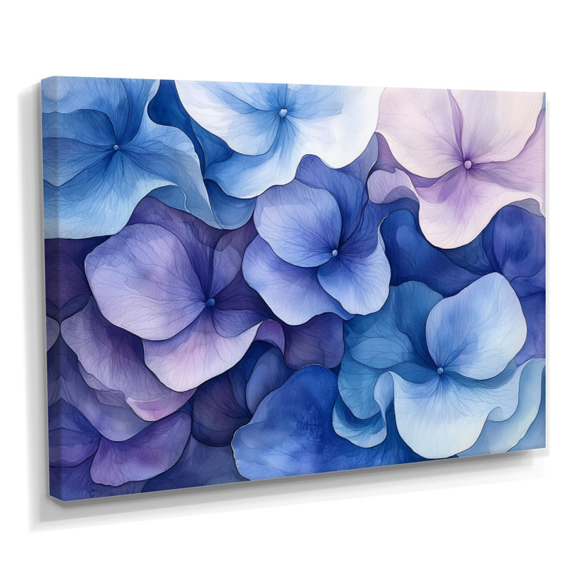 Jacelyn, hortensia, pétales, vagues d'harmonie - hortensia, art mural, Toile tendue, H 16 po x l 32 po, Ne s’applique pas