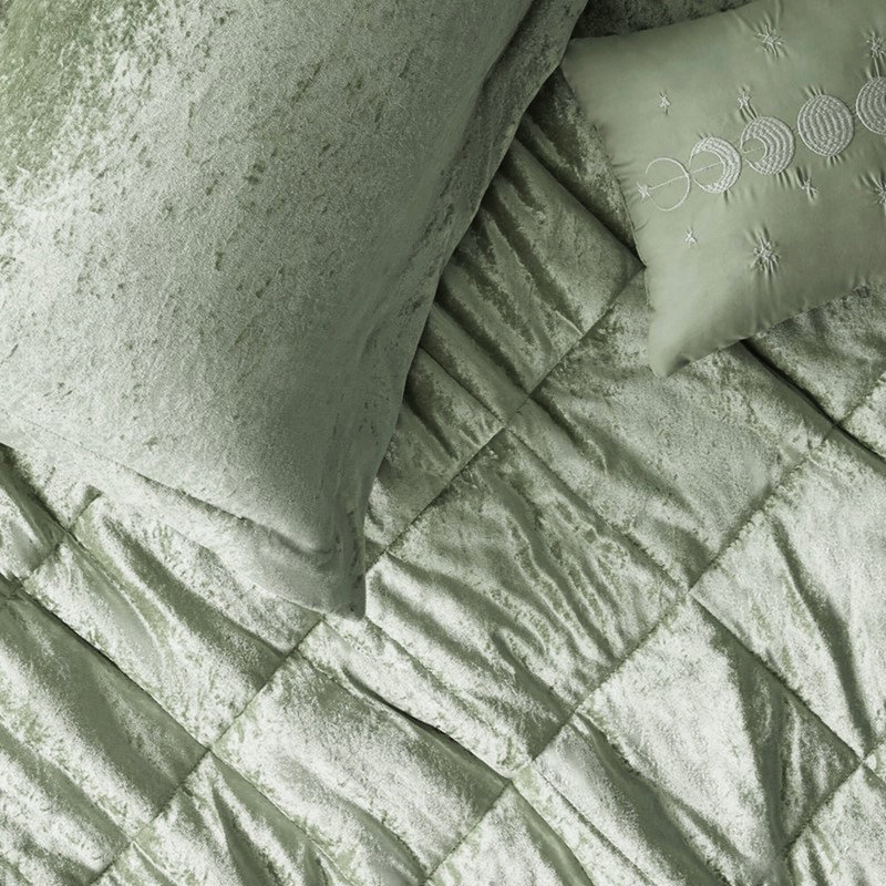 Couette 4 pièces en velours pour très grand / très grand lit - avec matelassage à losanges et fermeture à boutons