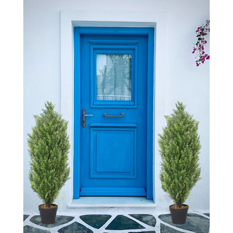 Shirlene Faux Cedar Tree Topiary in Pot, 36" H x 13.7" W x 13.7" D