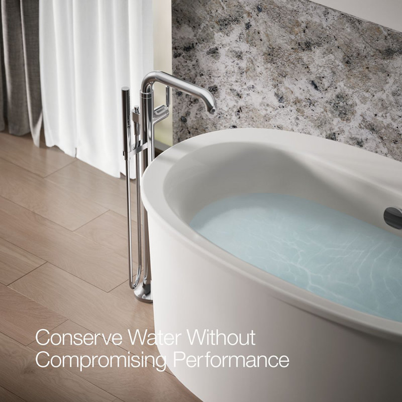 Tone Floor Mounted Clawfoot Tub Faucet, Polished Chrome