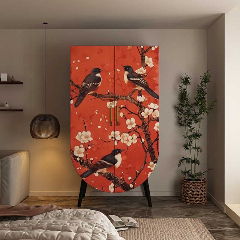 Retro Painted Sparrow Wardrobe