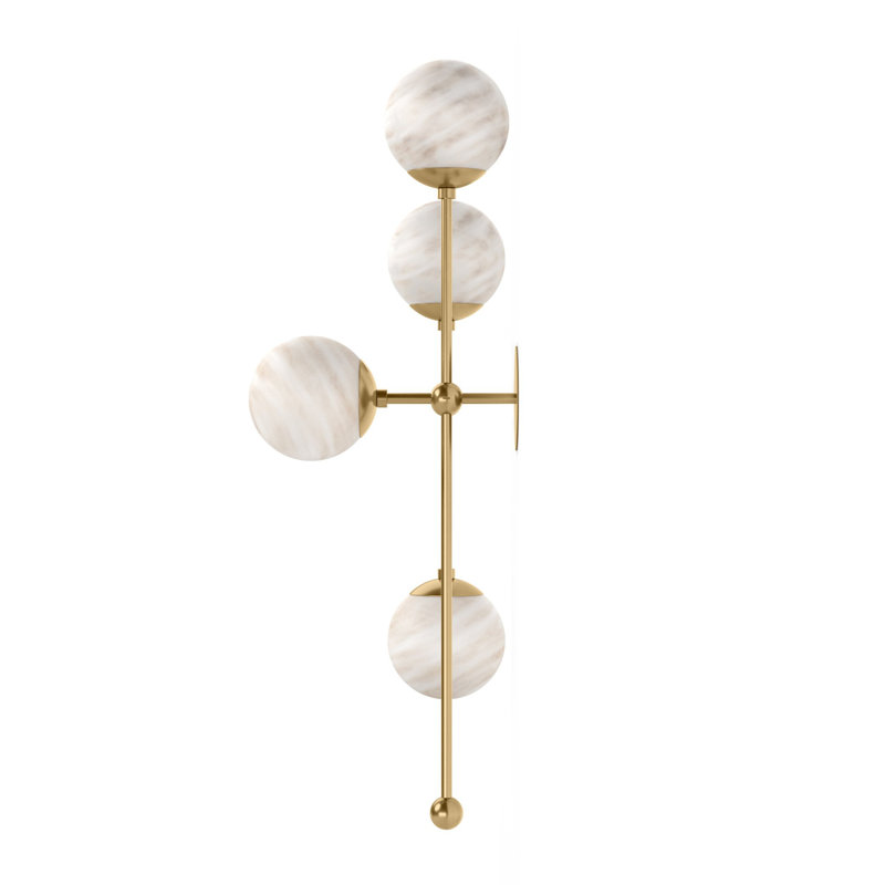 Armstrong 4 - Light Armed Sconce, Marbled Matte, Burnished Brass
