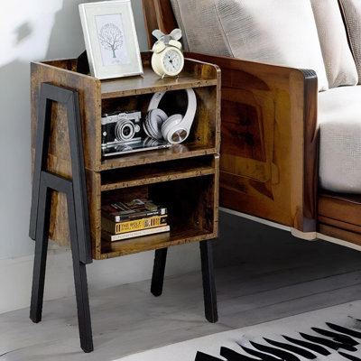 Nakevia Bedside Table Rustic Brown Industrial Bedroom Furniture