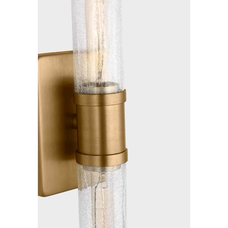 Ensemble de meuble-lavabo à deux lumières Keaton, Craquelé, H 30 po x l 5 po x P 3,63 po, Laiton satiné