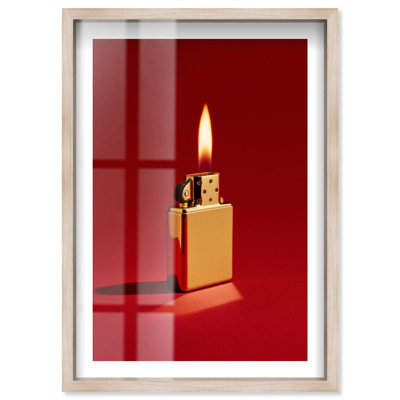 Décoration murale Ruby Flame II Shadowbox Print Glam par Notoriart, cadre blond, 31 x 46