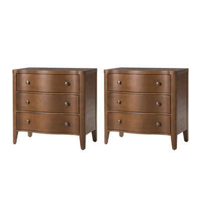 Arelys Modern 27''W 3-Drawers Curves Nightstand with Built-In Charging Station