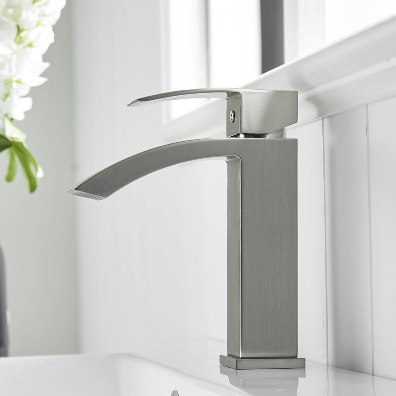 Single Handle Aluminium Bathroom Sink Faucet, Brushed Nickel