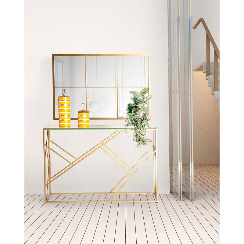 Lanz 115cm Glass Top Console Table
