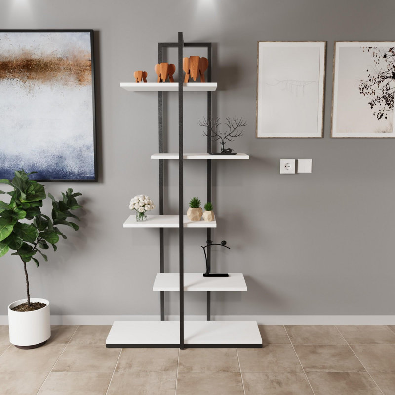 Aliona 80cm W Metal Shelving Unit, White/Black
