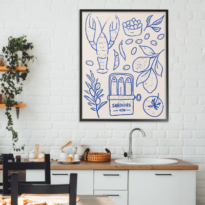 Seafood & Herbs Simplicity Framed Giclee, design by Camila Juncos