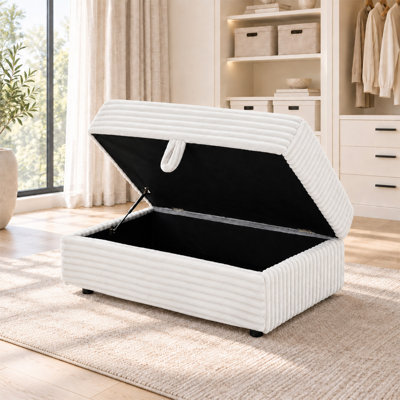 Pouf de rangement surdimensionné en velours côtelé de 104 cm (41 pouces), repose-pieds rembourré avec rangement dissimulé, banc pouf rembourré moelleux pour salon, chambre, appartement et bureau