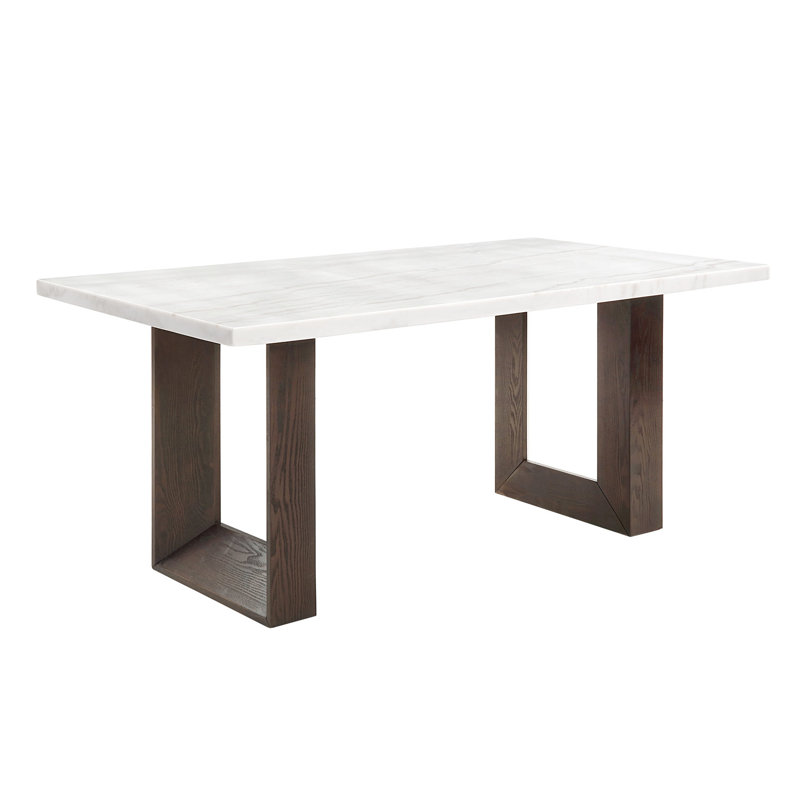 Contemporary White Marble-topped Dining Table With Base Rectangular Marble Finish For