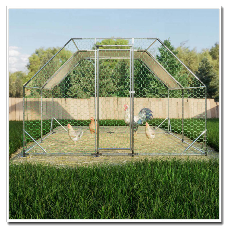 Poulailler 10 pi x 13 pi en métal galvanisé, H 76,32 po x l 119,28 po x P 154,08 po