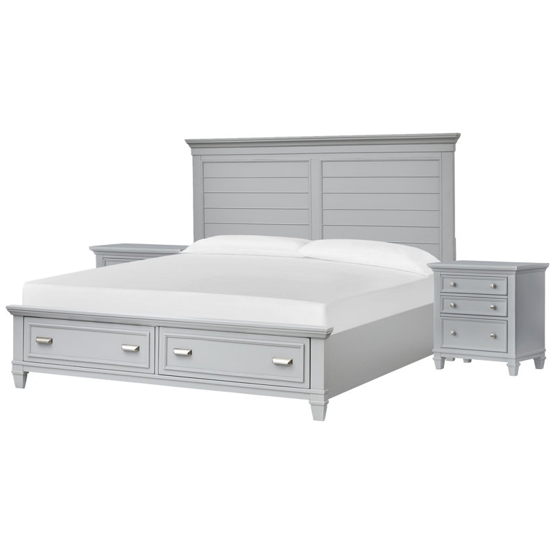 Lit de rangement Monti California, gris, Très grand californien, 2 Pcs: Bed, Nightstand