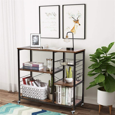 Wellsbury 90" Steel Standard Baker's Rack with Microwave Compatibility