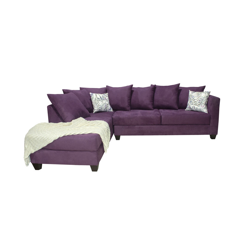 Almondsbury 2-Piece Upholstered Sectional, Purple Polyester Blend/2 Toss Pillows, Left Hand Facing