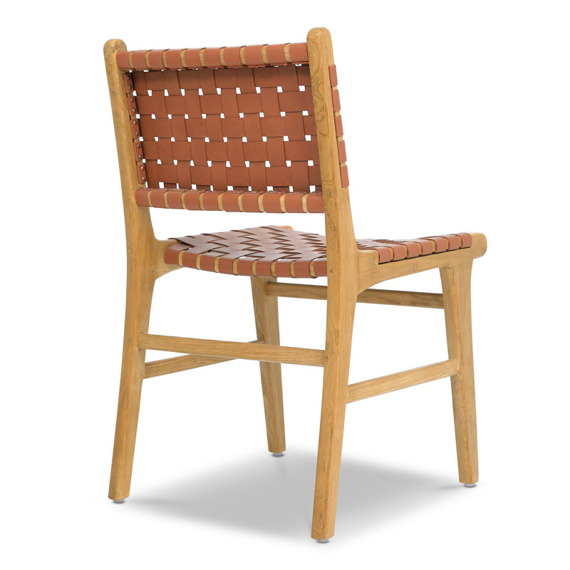  Teak & Leather Dining Chair, Fauve Tan