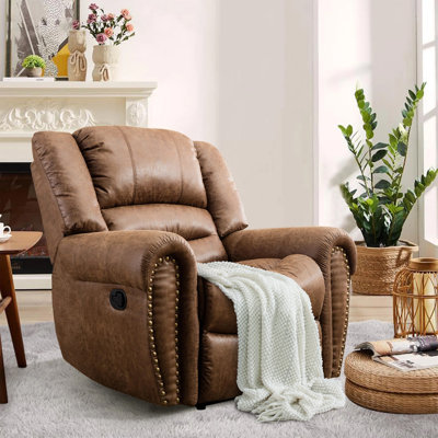 Chemika 40.9'' W Classic Super Soft Padding And Oversize Manual Recliner With Rivets