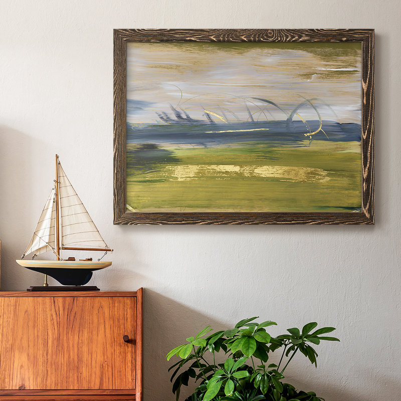 Ciel et terre I - Toile tendue avec châssis rustique, H 28 po x l 42 po x P 1,5 po, Noyer