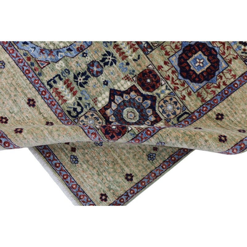 Hand Knotted Wool Area Rug in Beige, Rectangle 5'1" x 7'4"