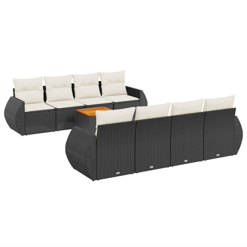 Ensemble de canapé de jardin Vidaxl noir, blanc crème