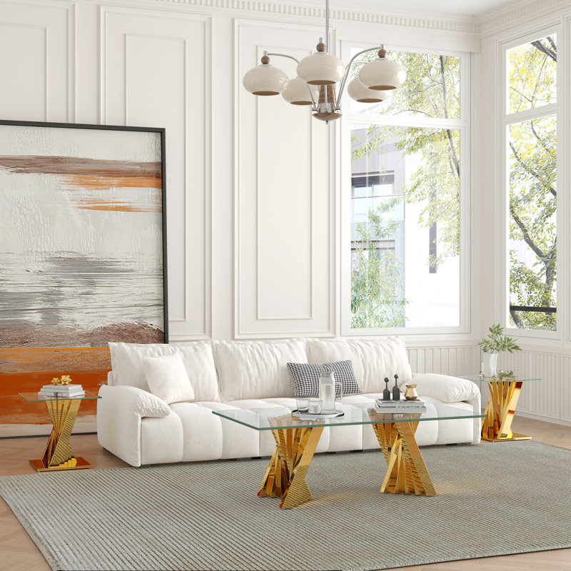 3 - Piece Living Room Table Set, Gold