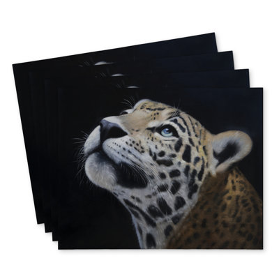 Realistic Leopard Face Polyester Eiver Set of 4 - Home Decor